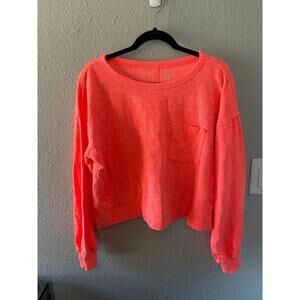 Aerie hot pink cropped crewneck size XS oversized